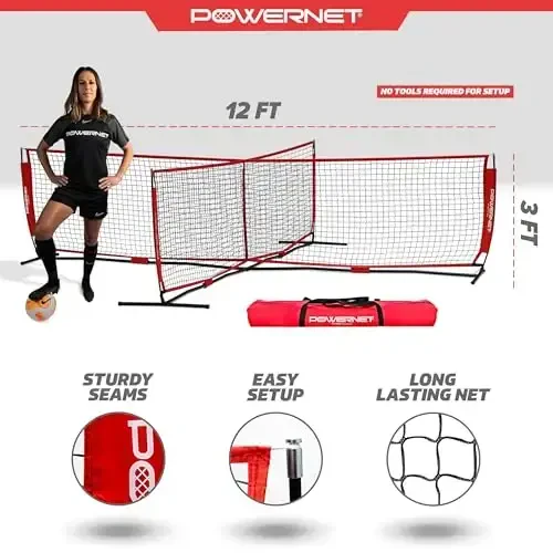 PowerNet 4 Way Soccer Net, Portable Indoor & Outdoor Soccer Training, Game and Training Equipment for Adults and Kids, Ideal for Backyard, Park or Beach, 2 Sizes - 3