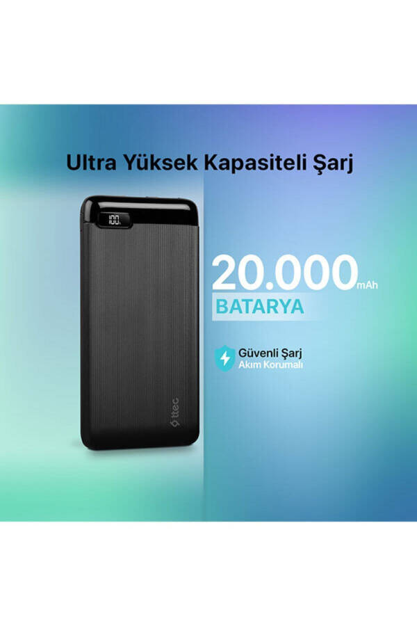 PowerSlim LCD 20.000 mAh Ko'chma Zaryadlovchi Qurilma / Powerbank USB-C Kirish/Chiqish - 2