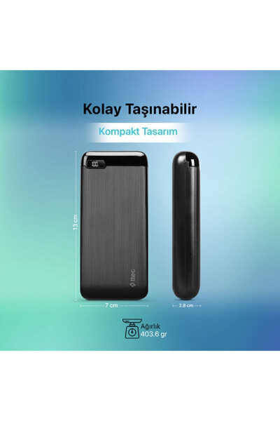 PowerSlim LCD 20.000 mAh Ko'chma Zaryadlovchi Qurilma / Powerbank USB-C Kirish/Chiqish - 4