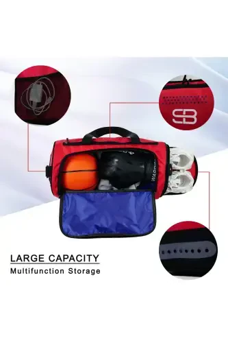 Poyabzal Ko'zli O'rta Bo'yli Unisex Qizil Sport Fitness Va Sayohat Sumkasi-QIZIL - 5