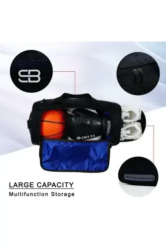 Poyafzal bo'linmali havalandiriladigan sport sumkasi - Qora - 5