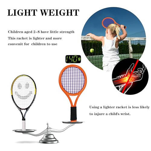 Ppbmocw Kids Tennis Racket for Baby, Child and Kids Age 2~15, Toddler Tennis Racket Set Including 4 Shuttlecocks, 2 Tennis Balls, 2 Foam Balls and 1 Carrying Bag - 4