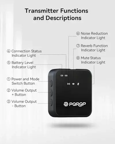 PQRQP 3 in 1 Mikrofoni iPhone/Android/Kamera uchun, Simsiz Lavalier Mikrofoni, 328ft Translyatsiya, 18H Batareya Umri, Intervyu, Vloglar, YouTube, Tiktokni yozib olish uchun Mini Mikrofon - 3