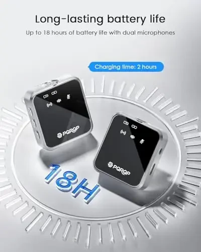 PQRQP 3 in 1 Mini Microphone for iPhone, Android, Camera | 328ft Range & 18H Battery | Noise-Canceling Mini Mic for Interviews, Content Creation, TikTok (Metallic Silver) - 4
