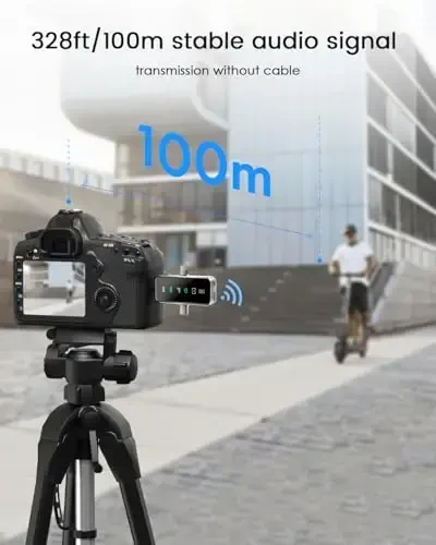 PQRQP 3 in 1 Mini Microphone for iPhone, Android, Camera | 328ft Range & 18H Battery | Noise-Canceling Mini Mic for Interviews, Content Creation, TikTok (Metallic Silver) - 6