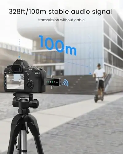 PQRQP 3-in-1 Mini Microphone for iPhone/Android/Camera, Hi-Fi Audio, Wireless Microphones, 328ft Range, 20H Battery, Lapel Mic with Noise Reduction for Live Streaming, TikTok, YouTube (Graphite Gray) - 4