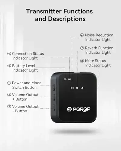 PQRQP 3 в 1 Микрофон для iPhone/Android/Камера, Беспроводной Лавальерный Микрофон, Передача 328 футов, 18 часов работы от аккумулятора, Мини-микрофон для записи интервью, влогов, YouTube, Tiktok - 3