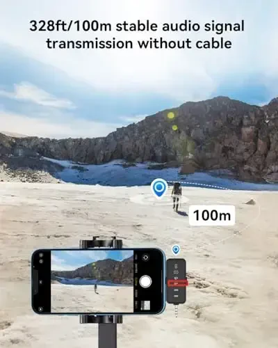 PQRQP 3 в 1 Микрофон для iPhone/Android/Камера, Беспроводной Лавальерный Микрофон, Передача 328 футов, 18 часов работы от аккумулятора, Мини-микрофон для записи интервью, влогов, YouTube, Tiktok - 5