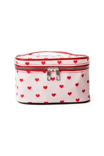 Practical 2-Piece Makeup Organizer Chic Travel Makeup Bag Set Multifunctional Cosmetic Bag-Red Heart - 4