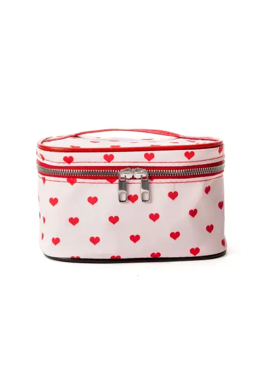 Practical 2-Piece Makeup Organizer Chic Travel Makeup Bag Set Multifunctional Cosmetic Bag-Red Heart - 4