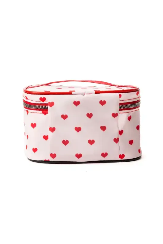 Practical 2-Piece Makeup Organizer Chic Travel Makeup Bag Set Multifunctional Cosmetic Bag-Red Heart - 5