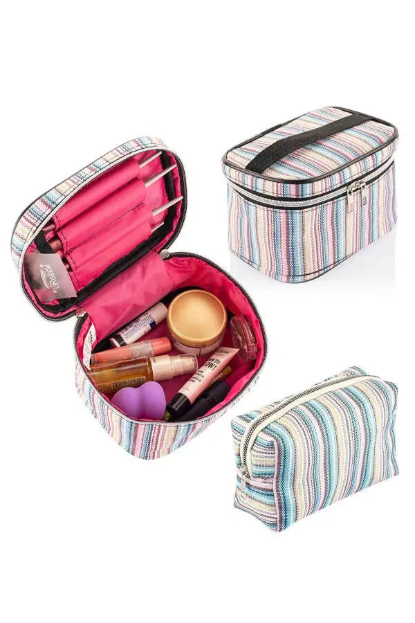 Practical 2-Piece Makeup Organizer Stylish Travel Makeup Bag Set Multifunctional Cosmetic Bag - 1