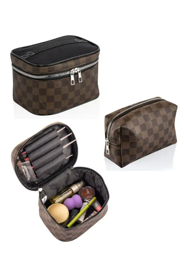 Practical 2-Piece Makeup Organizer Stylish Travel Makeup Bag Set Multifunctional Cosmetic Bag - 5