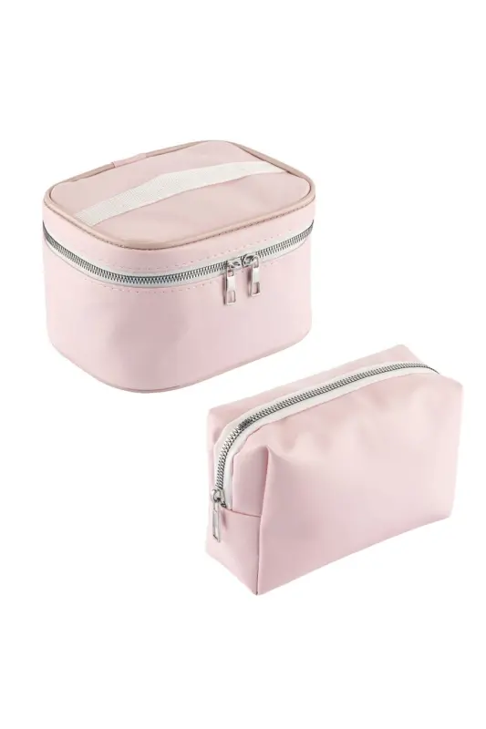 Practical 2-piece Makeup Organizer Stylish Travel Makeup Bag Set Multifunctional Cosmetic Bag-PINK - 2