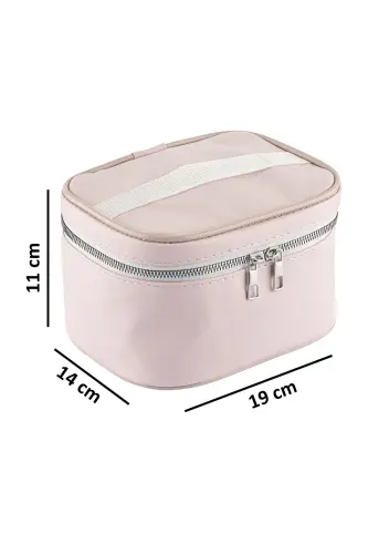 Practical 2-piece Makeup Organizer Stylish Travel Makeup Bag Set Multifunctional Cosmetic Bag-PINK - 3
