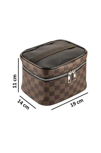 Practical 4-Piece Makeup Organizer and Sponge Set Stylish Makeup Bag Multifunctional Cosmetic Bag-Patterned1 - 9