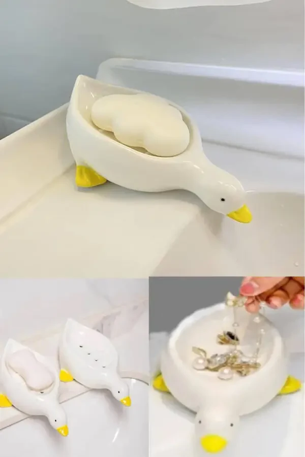 Practical Cute Duck Pattern Self-Draining Waterproof Solid Soap Dish Sink Top Soap Holder - 1