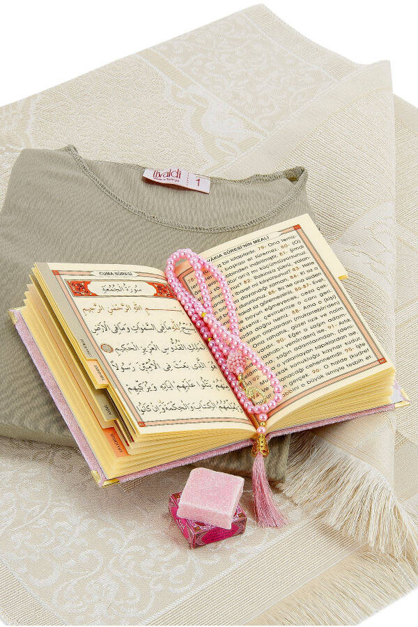 Practical Head-covered One-piece Prayer Dress and Rug Set Pink - 4