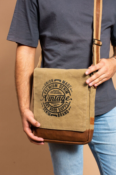 Practical, Multi-Compartment, Multi-Pocket, Tablet Bag, Unisex, Vintage Canvas Messenger Bag - 1