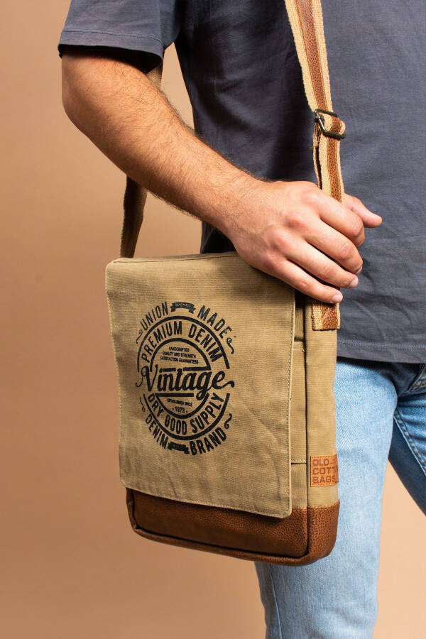 Practical, Multi-Compartment, Multi-Pocket, Tablet Bag, Unisex, Vintage Canvas Messenger Bag - 2