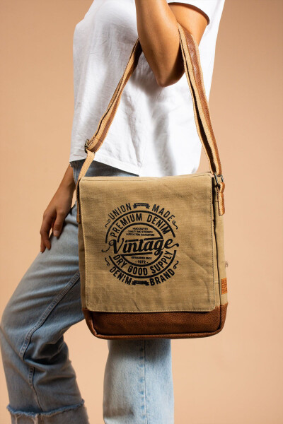 Practical, Multi-Compartment, Multi-Pocket, Tablet Bag, Unisex, Vintage Canvas Messenger Bag - 6