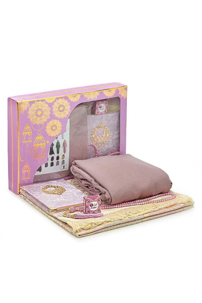 Practical One-Piece Prayer Dress with Headscarf and Prayer Rug Set Rose - IHVAN ONLINE (1)
