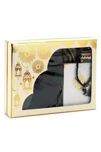 Practical One-Piece Prayer Dress with Scarf and Prayer Mat in Black - IHVAN ONLINE (1)