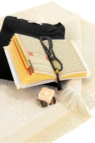 Practical One-Piece Prayer Dress with Scarf and Prayer Mat in Black - 4