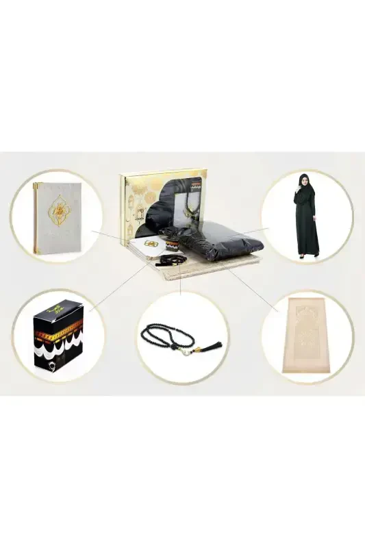 Practical One-Piece Prayer Dress with Scarf and Prayer Mat in Black - 5