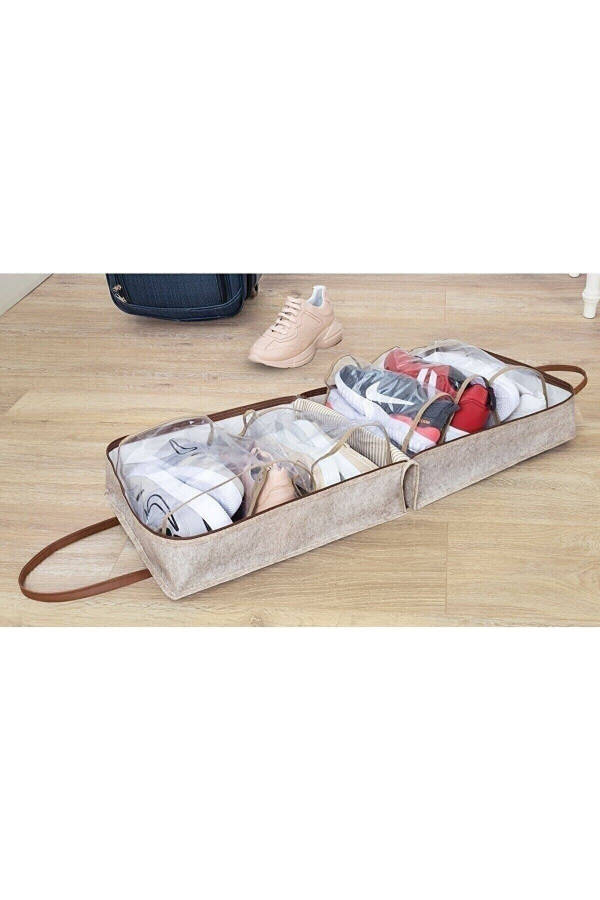 Practical Travel Suitcase Bag with Leather Handle and Shoe Compartment - 3