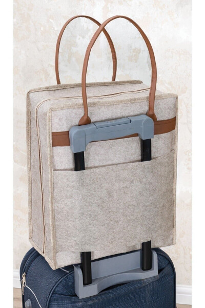 Practical Travel Suitcase Bag with Leather Handle and Shoe Compartment - 4