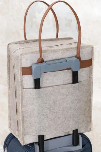 Practical Travel Suitcase Bag with Leather Handle and Shoe Compartment - 1