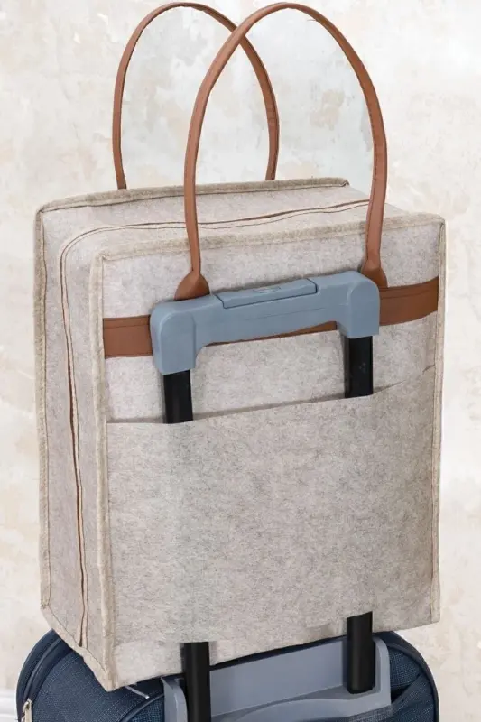 Practical Travel Suitcase Bag with Leather Handle and Shoe Compartment - 1