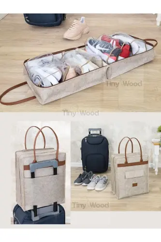 Practical Travel Suitcase Bag with Leather Handle and Shoe Compartment - 5