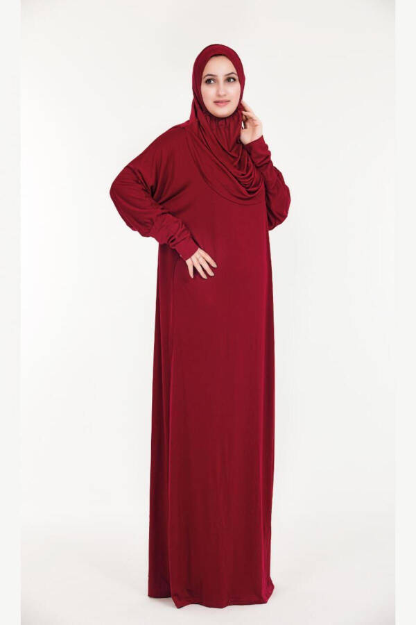 Practical Women's Prayer Dress with Integrated Headscarf - 3