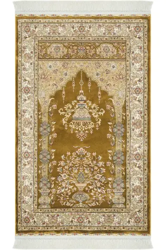 Prayer 01 Gold Hediyelik Kalın Namazlık Seccade Çeyizlik Gelin Damat Çift Bohçası Seccade Seti - Gold - 1