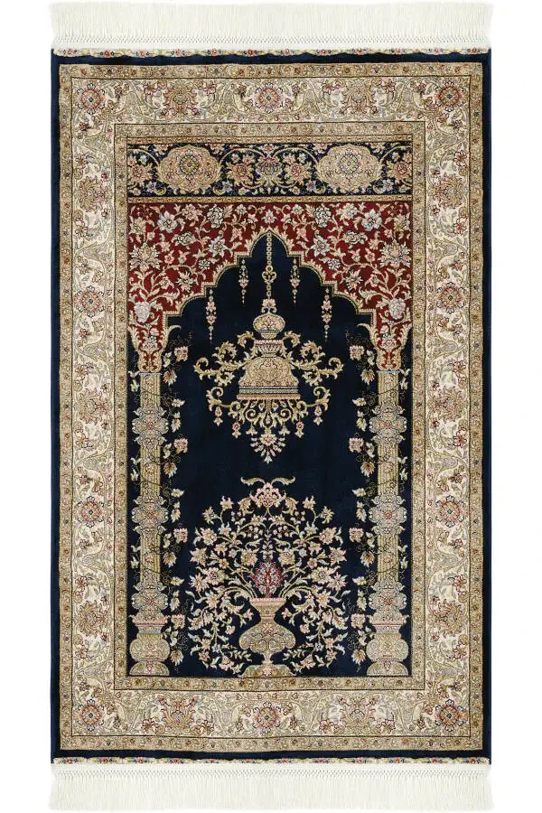Prayer 01 Navy Blue Gift Carpet Prayer Rug Thick Na - 1