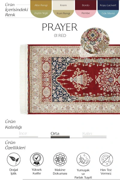 Prayer 01 Red Gift Carpet Prayer Rug Thick Nam - COOL HALI (1)