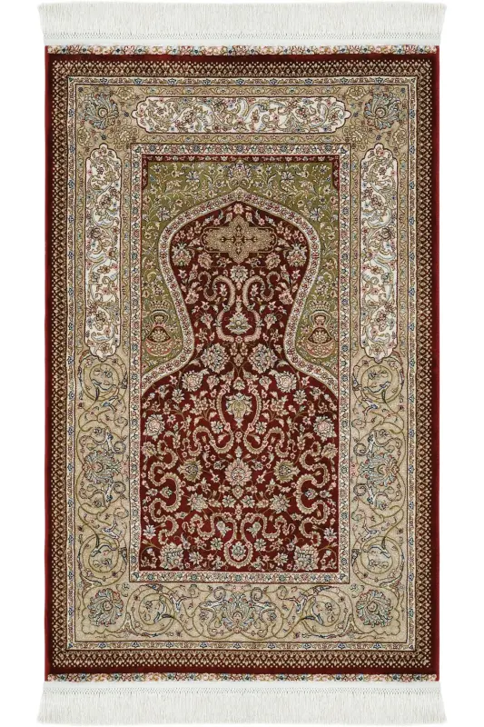 Prayer 02 Kırmızı Hediyelik Halı Seccade Kalın Namaz Halısı Çeyizlik Gelin Damat Çift Bohça Seccade-Kırmızı 2 - COOL HALI