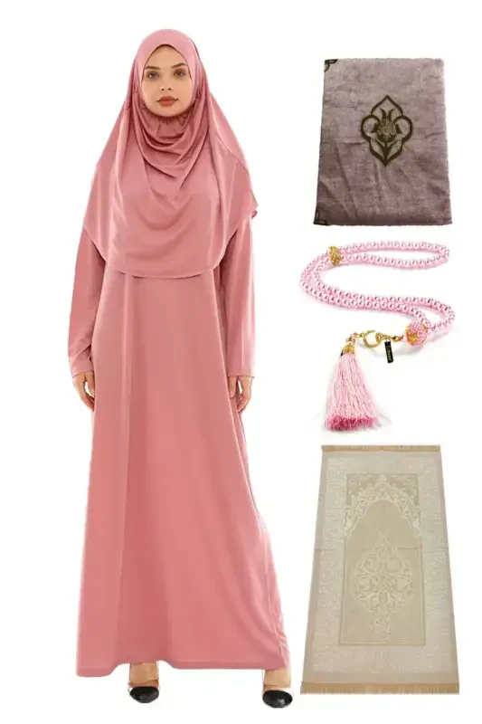 Prayer Dress Prayer Rug Pearl Rosary Set-dusty rose - 1