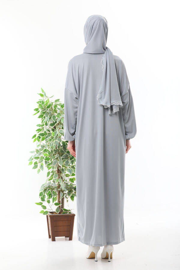 Prayer dress with a lace headscarf, zipper, and elastic wrists that does not slip - 3