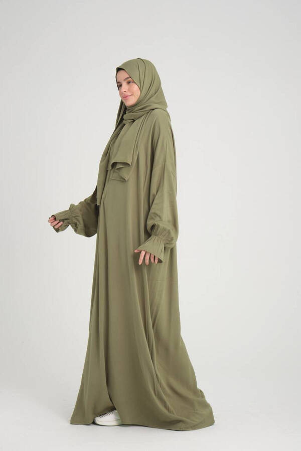 Prayer dress with front zipper and built-in scarf for women - 1