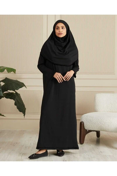 Prayer Dress With Self-Covering Cotton Knitted Hijab - SEVATEKS (1)