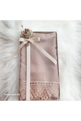 Prayer hijab ready-made oya shawl mevlid cover hajj umrah-Honey - LILAMOR CONCEPT HEDIYELIK (1)