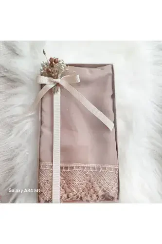 Prayer hijab ready-made oya shawl mevlid cover hajj umrah-Honey - LILAMOR CONCEPT HEDIYELIK (1)