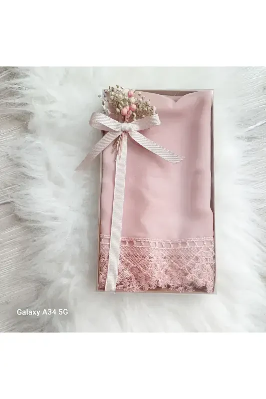 Prayer hijab ready-made oya shawl mevlid cover hajj umrah-Powder - LILAMOR CONCEPT HEDIYELIK