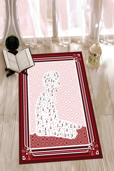 Prayer Mat with Digital Printed Praying Man Figure 70x130, SECCADE-38-RED - 7