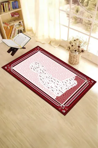 Prayer Mat with Digital Printed Praying Man Figure 70x130, SECCADE-38-RED - 3