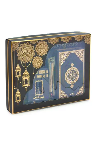 Prayer Rug and Holy Quran Gift Set with Medina Calligraphy in a Box - 4
