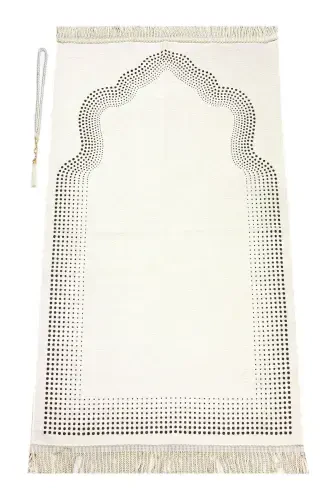 Prayer Rug Cream Plain Chenille Minaret - 1